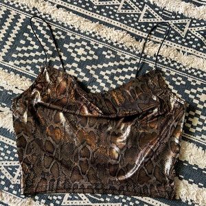 Metallic snake skin crop top
